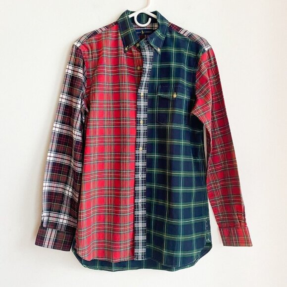 NEW Ralph Lauren Patchwork Plaid Button Down CAsual Shirt S - Picture 1 of 6